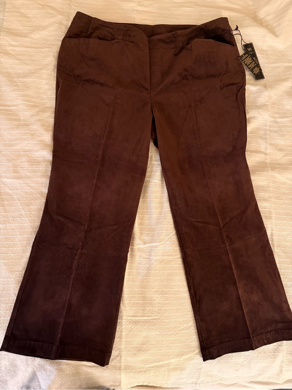 DG2 by Diane Gilman Dark Brown Boot-Cut Suede-Look Pants